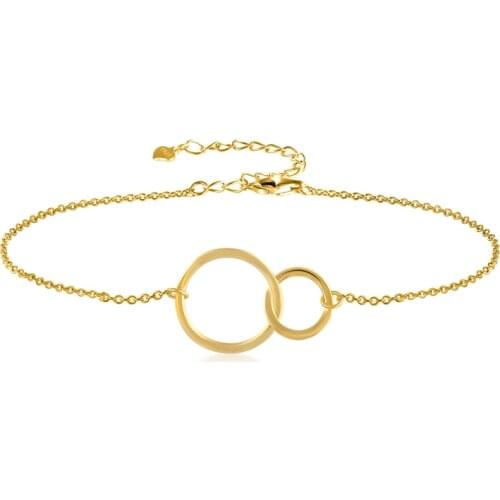 BOAKO S925 Sterling Silver Bracelet Double Ring Circle Bracelet Geometric Two Circle Clavicle Pendant For Women Jewelry Gifts