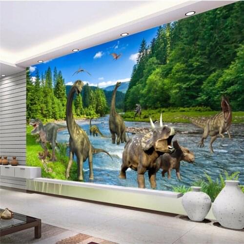 Beibehang Large cartoon wallpaper bedroom childrens room decoration mural wallpaper 3D background wall paper Jurassic Dinosaur