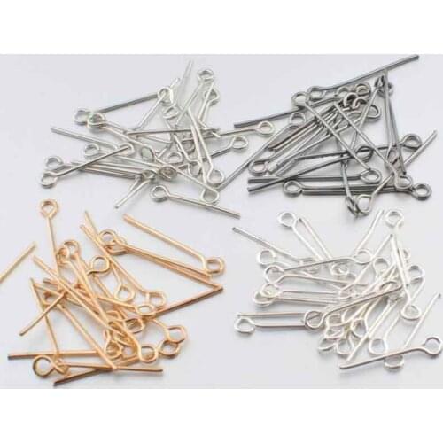 50g/lot Gold Silver Rhodium Color 9 Eye Pins 20 24 28 32 35 40 45MM Length Metal Eye Headpins Fit DIY Jewelry Making Finding