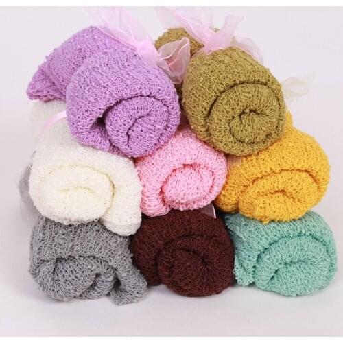 Baby Photography Props Blanket Rayon Stretch Knit Blanket Swaddling Newborn Hammock Swaddlings Padding Nubble Blanket