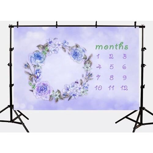 Mehofoto Purple Floral Backdrops for Photography Studio Newborn Baby Shower Months Background for Photo Shoot S-2770