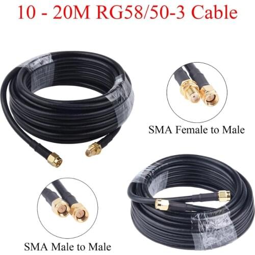 10-20M RG58/50-5 RF Coaxial Cable SMA Female/Male to Male Extension Wire For 4G LTE Cellular Amplifier Signal Booster Antenna