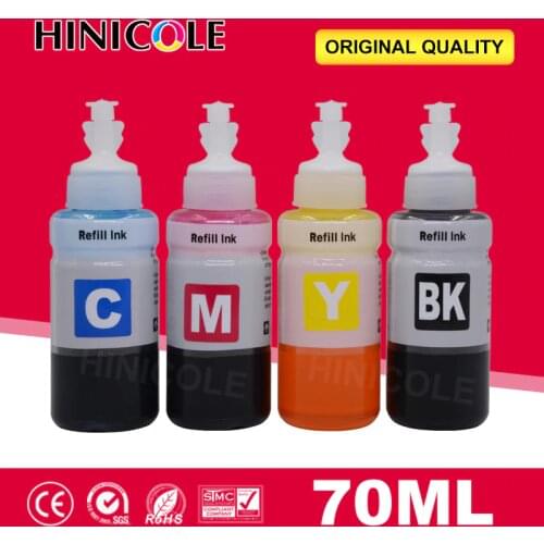 Hinicole 4 x 70 ML Bottle Refill Dye Ink Kit For Epson L100 L110 L132 L200 L210 L222 L300 L362 L366 L550 L555 L566 Printer Ink