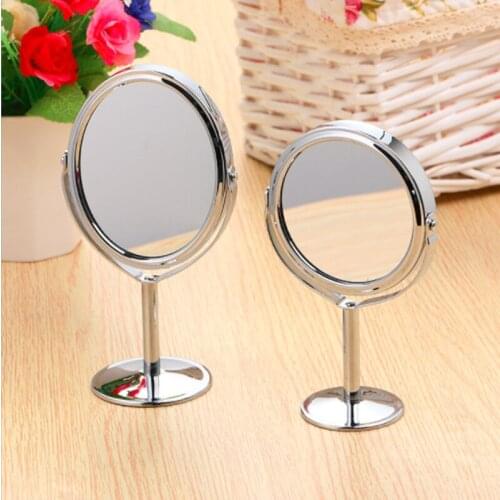 Stainless steel bracket small mirror Rotatable Tabletop Beauty Cosmetic Mirrors double-sided decorative mirror