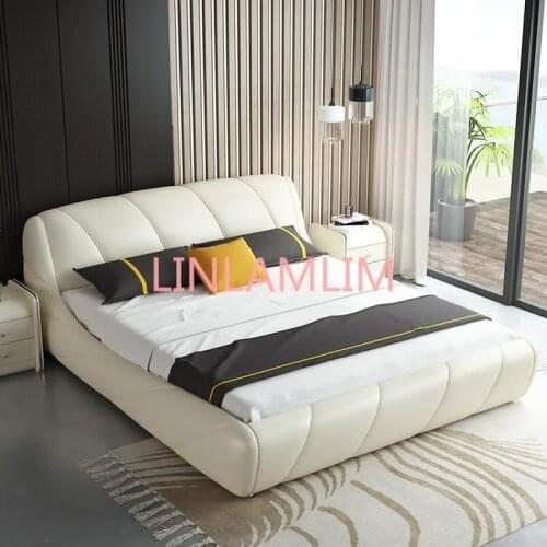 Real Genuine cow leather bed Soft Beds Bedroom camas lit muebles de dormitorio yatak mobilya quarto unique designer furniture