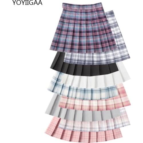 Summer Women Plaid Skirt High-waisted Woman Pleated Skirts Harajuku Preppy Style Ladies Girls Mini Skirts Kawaii Female Skirt