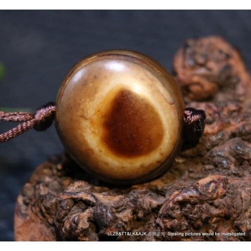 Magic Power Tibetan Agate Coffee Color Goat Eye Heaven Eye dZi Bead Pendant U25B Talisman LKbrother Sauces UPD025