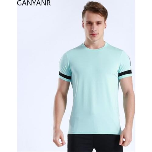 GANYANR Running T-shirt Men Gym Sport Sportswear Fitness Crossfit Dry Fit Training Workout Football Jerseys Bodybuilding Tees