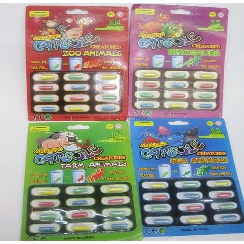 DHL 100set 4card/set Magic Soft EVA Baby Cognition Toys Early Educational Toy Kids cartoon dinosaur Toys Bath Toy Grow capsule