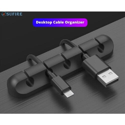 Desktop Cable Organizer Cable Management Silicone USB Cable Winder Multipurpose Clips Holder for Mouse Keyboard Headphone Wire