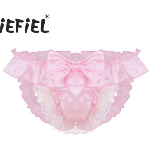 New Arrival Male Mens Lingerie Soft Satin Crotchless Low Rise Bikini Gay Sissy G-string Thongs Underwear Nightwear Underpants