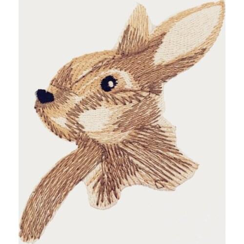 Animal Rabbit Appliques Sew on Fabric Embroidered Patches For Clothing Kids Cartoon Clothes Badge