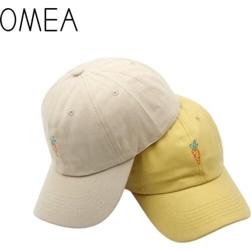 OMEA Visor Hat Fashion Cute Cartoon Embroidered Baseball Cap Carrot Women Sun Visor with Ponytail Hole Unisex Solid Cotton