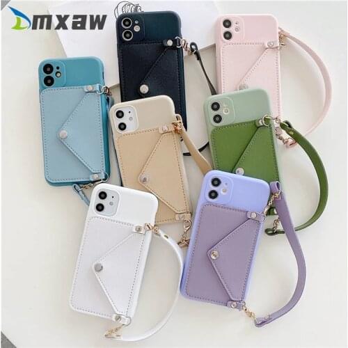 Wallets Card Phone Case For OPPO A93 A92 A72 A52 A92s A91 F15 A9 A5 2020 F11 F9 Pro Strap portable Holder Cover+Silicone Lanyard