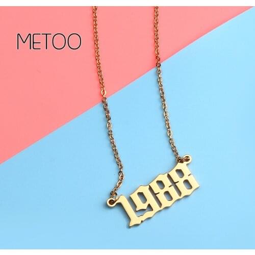 Old English Year Custom Necklace Women/Men Chain Necklaces Personalized/Nameplated/Gold/Silver Kids Pendant Long Chokers/Chocker