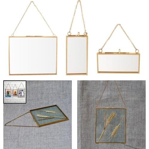3pcs Vintage Hanging Clear Glass Hanging Frame Photo Frame for Home Decor