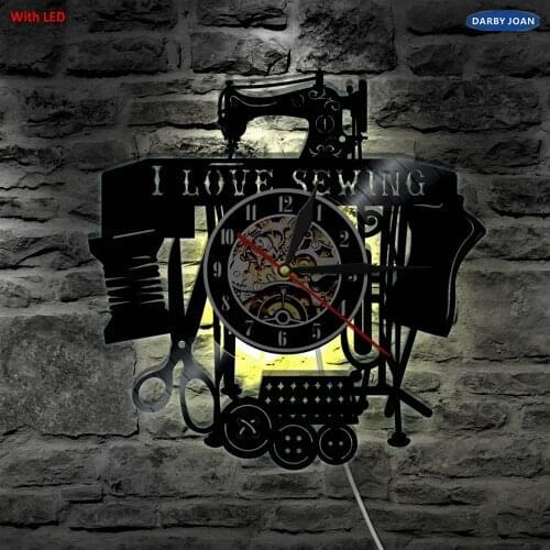 I Love Sewing LED Lighting Color Changing Wall Light Remote Controller LED Backlight Modern Clock Interior Decor