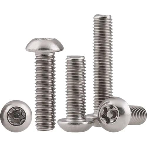 10/50pcs M2.5 M3 M4 M5 M6 M8 A2-70 304 stainless steel Six Lobe Torx Button Round Head with Pin Tamper Proof Security Screw Bolt