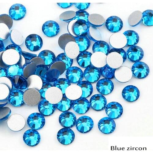 Blue zircon/ Blue Rhinestone for Nail Art 1.3mm-6.5mm Flat back Non Hotfix Glue on Nail Art Rhinestones