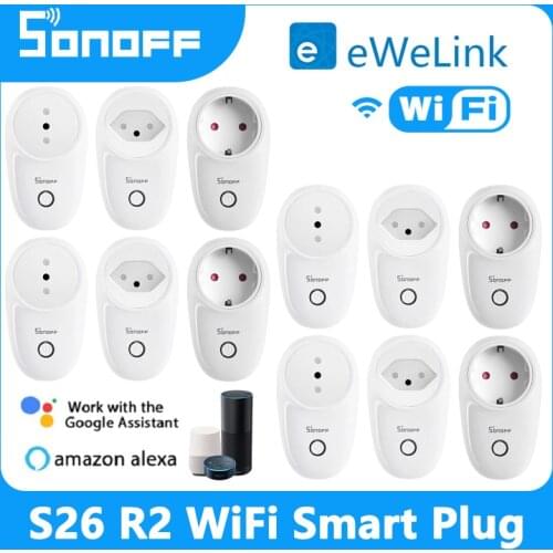 SONOFF S26R2 WiFi Smart Socket Plug Timer Switch Open / Close Sync EWelink APP Remote Control Work With Alexa Google Home Hot