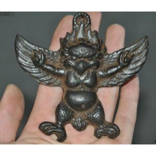 Tibet temple Bronze Winged Garuda Bird God Tantra Statue Exorcism amulet Pendant