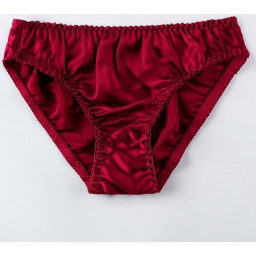 100% Silk Panties Female Ladies Seamless Underwear Comfortable Breathable Satin Briefs Sexy Pure Color Luxury Plus Size Panties