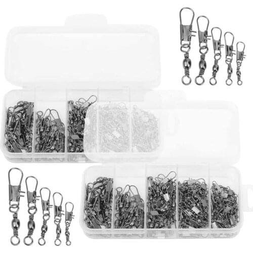 200pcs Fishing Connector Swivels Interlock Pin Snap 30mm-49mm Rolling Swivel Hook Connector For Fishhook Lure Fishing Accessory