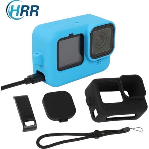 HRR GoPro Hero 9 Side Opening Silicone Protective Cover Go Pro Hero9 Balck Battery Door Charging Side Case set Accessories