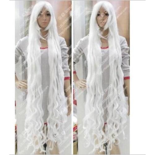 Zhaoxia++01301@Q8@Cos wig 150cm White stretch long curly hair Jian