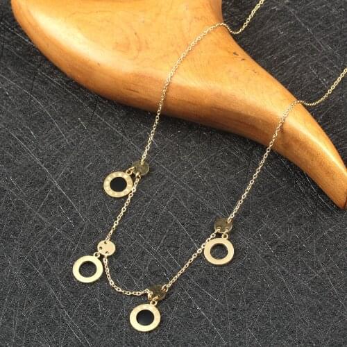 Womens Neck Chain New Retro Gold Necklace Womens Fashion Punk Metal Round Black Gem Pendant Chain 2021 Trend Women