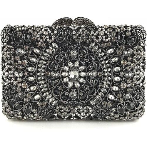 Diamonds Rhinestones Womens Pouch Evening Bags Fashion Flower Crystal Clutch Handbag and Purse Designer Handbags High Quality