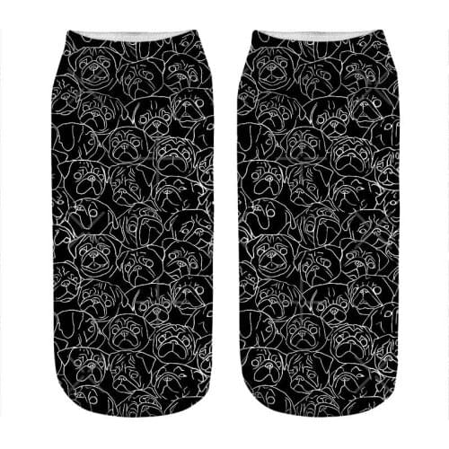 Womens socks kawaii Black personality Pugs Printed Socks Woman harajuku Happy Funny Novelty cute girl gift Socks for women