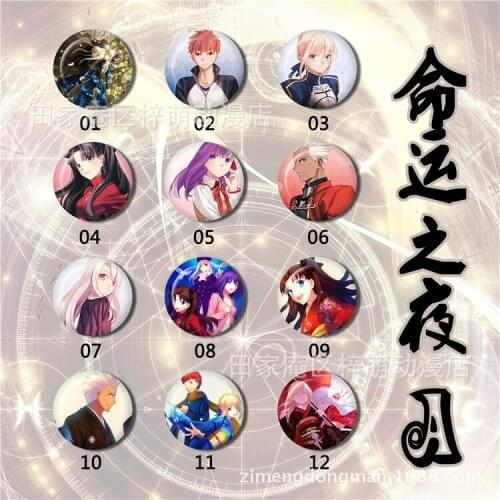 12pcs fate stay night Rin Tohsaka Shirou Emiya Sakura Matou Badges Brooch 58mm Round pins