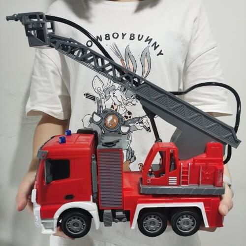 1/24 RC Truck Rescue 2.4G Remote Control Fire Truck Radio Controlled Cars Water jet Ladder Fire Engine Toys for Boys Girls Kids