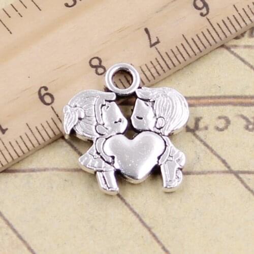 10pcs Charms Heart Lover Sweetheart 22x21mm Tibetan Silver Color Pendants Antique Jewelry Making DIY Handmade Craft Pendant
