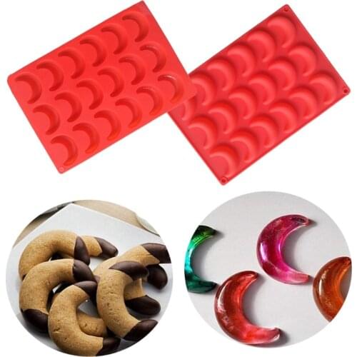 2 Pack Moon Ice Cube Tray Silicone Crescent Moon Mold Chocolate Candy Wax Crayon Mold Moon Pendant Resin Casting Molds