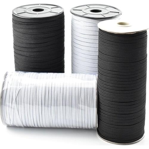 3/6/8/10/12mm 5yards White/Black Elastic Ribbon Elastic Band Fiat Rubber Band Waist Band Stretch Ropen