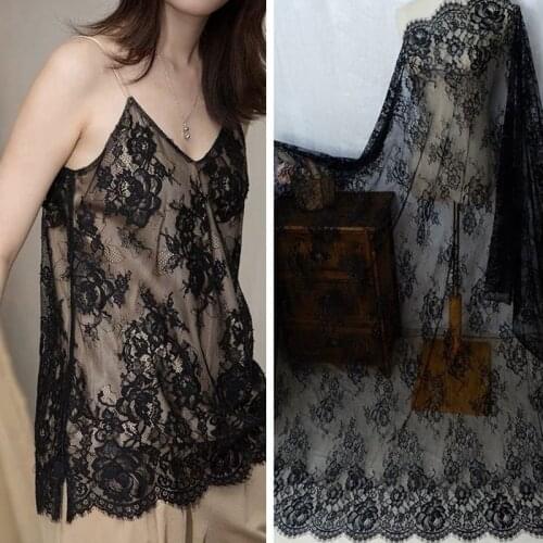 3M/Lot Black White Exquisite Eyelash Tulle Net Lace Fabric 70CM/150CM Width Wedding Dress Sexy Lingerie DIY Clothes Accessories