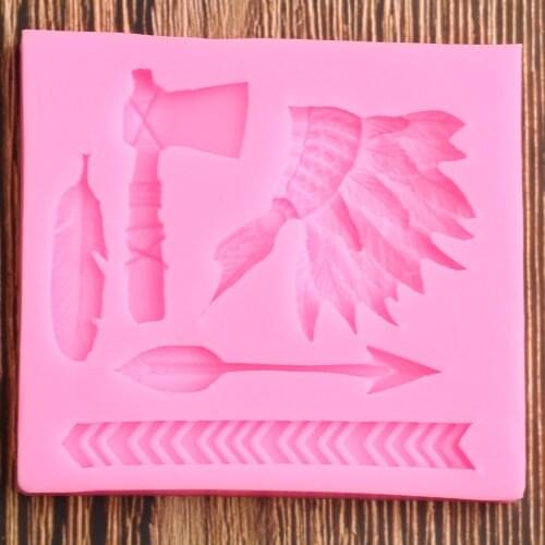 3D Arrow Leaf Ax Silicone Mold Cake Decorating Tools Cupcake Topper Fondant Molds Chocolate Candy Mould Polymer Clay Moulds