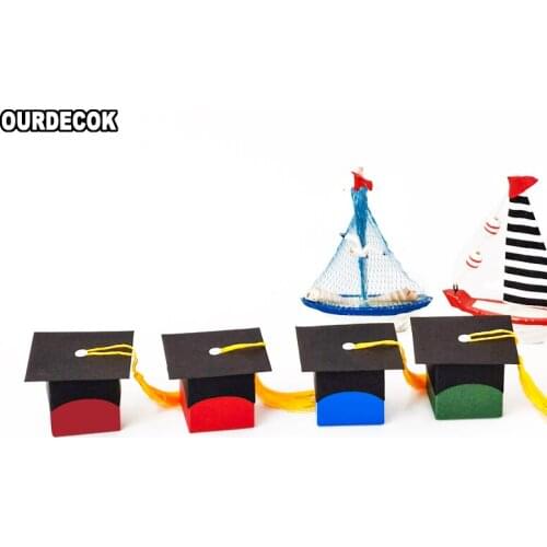 50pcs/lot Graduation Bachelor Cap Chocolate Box Gift Sweets Box Gift Packing Box High School Celebration Party Supplies