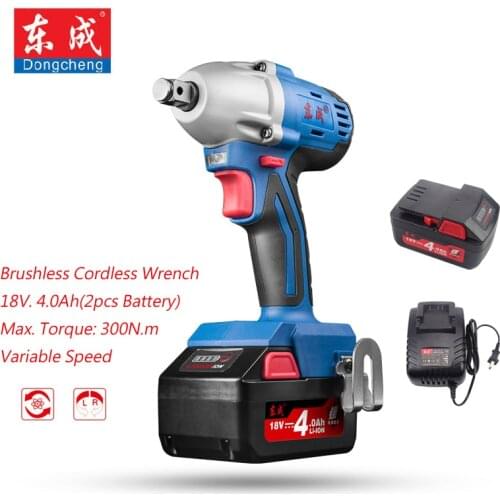18V Rechargeable Brushless Impact Wrench 4.0Ah Cordless Electric Wrench 300N.m M12-M18 Impact Wrench 1/2" (Gift 19/22mm Sleeve)