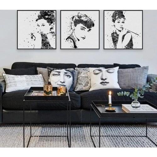 Watercolor black and white pop movie star art print poster girl picture canvas painting wall home decoration painting