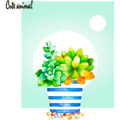 Diamond Painting Full Square Round drill Succulent flower green plant 5D Diamond Embroidery bedroom Decorations Diamond mosaic