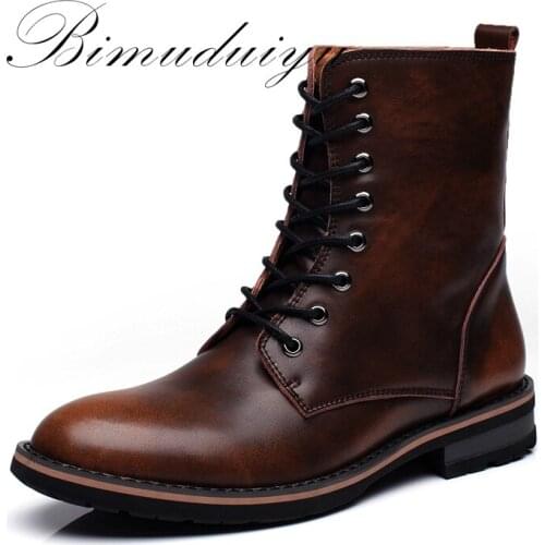 BIMUDUIYU New Arrival Fashion Handmade Super Warm AutumnWinter Men Shoes Casual British Style Ankle Boots Wipe color Snow Boots