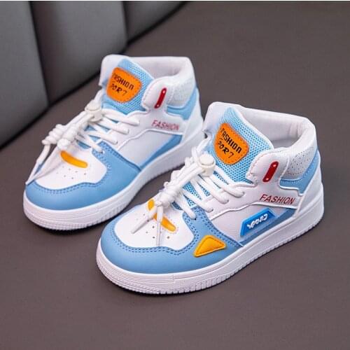 Boys breathable sports shoes 2021 spring and autumn children high top white shoes girls low all-match casual running sneakers