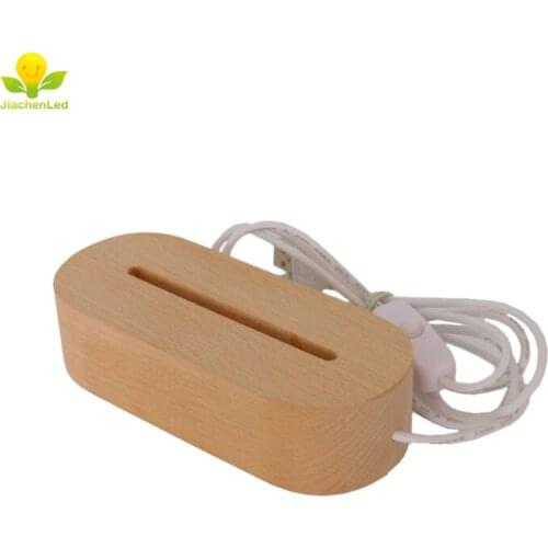 Hot Sale Beech Wood Led Base 3D Led Warm White Color Wood Base With Dimmer On Off Switch USB
