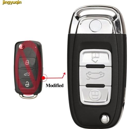 Jingyuqin 10pcs Remote Car Key Fob Shell For VW Polo Jetta Golf MK6 Tiguan Touareg 3 Buttons Fob Lamp On Top
