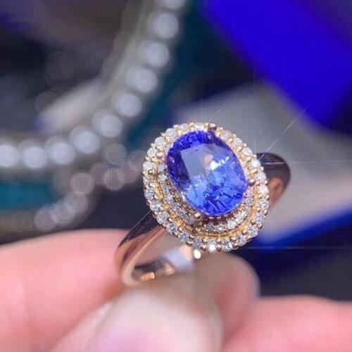Classic Retro Elegant Ladies Wedding Ring Blue Zircon Rose Gold Fashion Prom Ring Jewelry