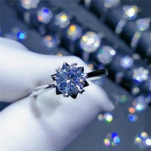 Geoki 925 Sterling Silver 1 ct Elegant Snowflake Moissanite Ring Perfect Cut Pass Diamond Test D Color Promise Moissanite Rings