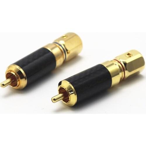 10PCS Copper Gold Plated RCA carbon fiber HIFI Connector Audiophile Plug Solder DIY connector